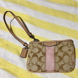Coach khaki pink wristlet Wallet